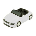 A white stress sports car featuring a black interior and four wheels. The product includes a simple logo on the side.
