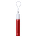 A retractable metal straw in red with a white cap and a clip for easy attachment.