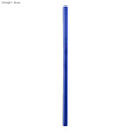 A blue stainless steel straw, measuring 8mm x 215mm, features a sleek, straight design and includes a logo.