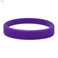 A purple silicone wristband with a smooth finish, featuring a branding logo.