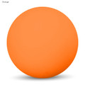 A bright orange high bounce ball with a smooth surface and a rounded shape. It features a logo.