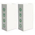 A white box set featuring green designs, containing paper soap and a bottle, ideal for hampers.