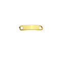 A gold shoelace charm with two attachment holes on each end, featuring a shiny metallic finish.