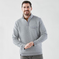 A grey Men's Montebello Thermal 1/4 Zip Pullover, featuring a chest pocket and a relaxed fit.