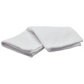 A white sublimation sports towel folded neatly, featuring a smooth texture and a logo on one corner.