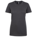 A women's boyfriend tee in a dark grey colour, featuring a round neckline and short sleeves. It has a logo on the label.