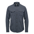 Men's Azores quick dry shirt in a dark green colour, featuring a button-up design and two chest pockets.