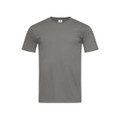 A green fitted t-shirt with short sleeves and a crew neckline, featuring a logo on the label.