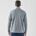 A grey Men's Dockyard 1/4 Zip Pullover, featuring long sleeves and a high collar. The back view is shown.