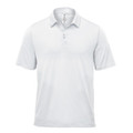 A light grey men's polo shirt featuring a collar and a logo on the chest.