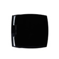 A compact mirror in a sleek black design with a simple, modern shape. It features a reflective interior and a brand logo.