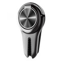 A sleek, black car vent phone holder ring with a metallic accent and a textured grip design.