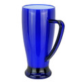 A drink mug in vibrant blue with a black base and handle, featuring a sleek, modern design.