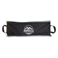 A black storage bag with grey trim and a logo on the front, featuring two carrying handles on the sides.