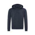A dark grey unisex hoodie with a drawstring hood and long sleeves, featuring a logo on the front.