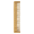 A bamboo comb featuring a sleek, natural finish with fine and wide teeth for versatile grooming.