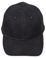 A black heavy brushed cotton cap with a curved brim and six-panel construction. It features a logo on the front.