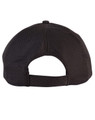 A black athletic mesh cap featuring a rear adjustable strap and a logo on the back.
