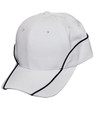 A red cap featuring contrast lining and a logo. The cap has a curved brim and ventilation holes.