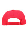 A red cap with a mesh design, featuring a back adjustment strap and ventilation holes. It has a logo on the side.