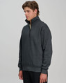 A grey 1/2 zip collar fleecy jumper featuring a logo, designed for warmth and comfort.
