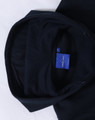 A navy full-zip fleecy hoodie featuring a hood and a branded label inside.