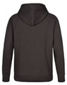 A dark brown men's fleecy hoodie featuring a hood and long sleeves. Includes a logo on the back.