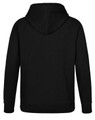 A black men's fleecy hoodie featuring a hood and long sleeves, with a simple design and an unprinted back.