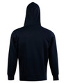 A navy blue adult's close front contrast fleecy hoodie with a hood, featuring a simple design and no visible logos.
