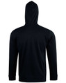 A black men's full zip contrast fleece hoodie with a hood, featuring long sleeves and a simple design.