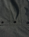 A softshell full zip hoodie in dark grey, featuring snap buttons and a simple design, includes a logo.