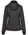 A ladies' grey bonded fleece jacket with a hood, featuring a fitted design and an included logo.