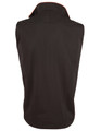 A black men's softshell contrast vest featuring a collar and a sleek design with no sleeves.