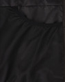 A close-up of a black puffer jacket's inner mesh lining, featuring a pocket and textured fabric.