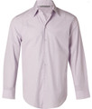 A light purple men's long-sleeve button-up shirt with a single chest pocket and a collar.