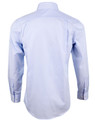 A light blue premium cotton long sleeve shirt with a mini check pattern and button-up details on the sleeves.