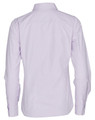 A lilac women's button-up shirt featuring long sleeves and a back view design, with a logo present.