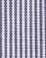 A close-up of a fabric featuring fine stripes in navy and white, suitable for a button-up shirt.