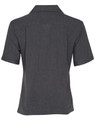 A charcoal grey women's short sleeve overblouse with a collar and a streamlined back design.