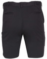 Men's black utility cargo shorts featuring pockets on the sides and back, designed for practicality.