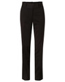 Women’s low rise pants in black poly/viscose stretch fabric, featuring a tailored design and a waistband.