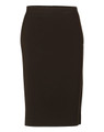 A dark green mid-length lined pencil skirt in poly/viscose stretch fabric, featuring a sleek design.