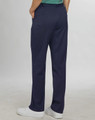 Navy cargo pants with side pockets, featuring a sleek design and tailored fit, paired with white shoes.