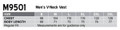 A size chart for a men's V-neck vest, displaying measurements for chest and body length in various sizes.