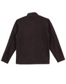 A brown polar fleece jacket featuring a full zip and long sleeves, with a collar and a logo.