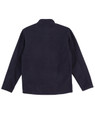 A dark navy polar fleece jacket with a full zip and no visible front detailing, featuring a logo on the back.