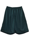 Dark green kid's basketball shorts made from lightweight fabric, featuring an elastic waistband and a logo.