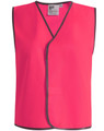A pink safety vest with contrasting trim, designed for visibility and safety wear. Features a simple, sleeveless design.