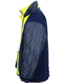 Hi-Vis long line safety jacket in navy and fluorescent yellow with 3M tape detailing. Features a logo on the fabric.