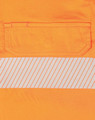 An orange long-sleeved safety shirt featuring segmented reflective tape and a chest pocket.